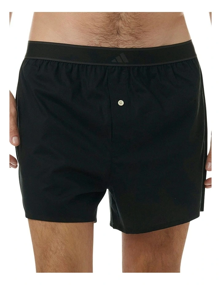 Active Woven Cotton Boxer Underwear 2 Pack in Black image 2