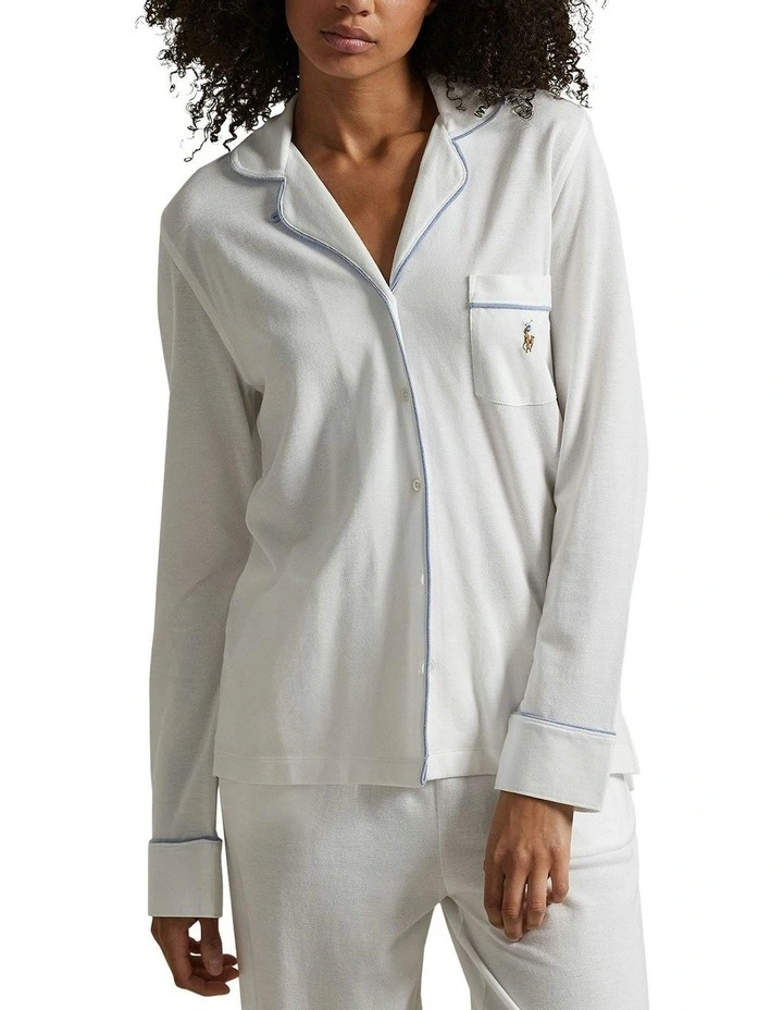 Madison Knit Oxford Modal & Cotton Pyjama Set in White Cloud image 3