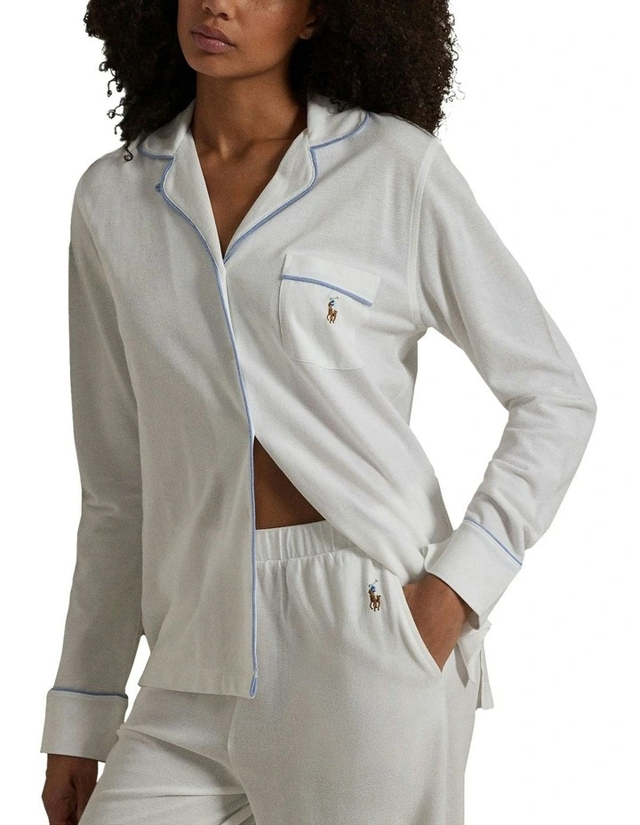 Madison Knit Oxford Modal & Cotton Pyjama Set in White Cloud image 4