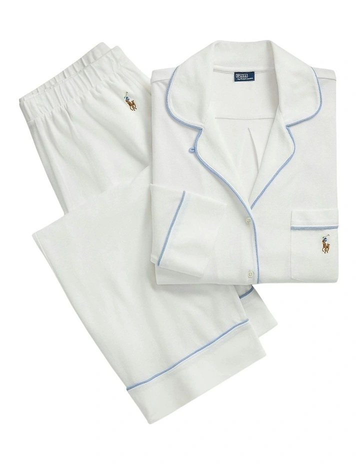 Madison Knit Oxford Modal & Cotton Pyjama Set in White Cloud image 6