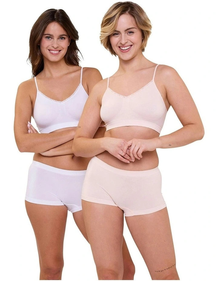 Zen Attitude Seamless Underwear Shorty 2 Pack in White/Blush image 2