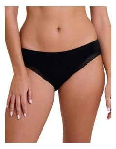 Zen Dentelle Lace Trim Bikini Brief in Black