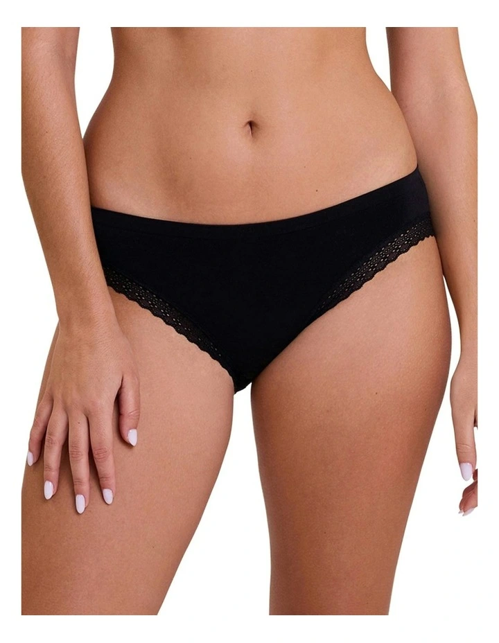 Zen Dentelle Lace Trim Bikini Brief in Black image 1
