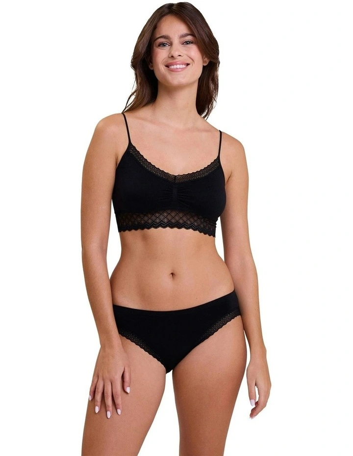 Zen Dentelle Lace Trim Bikini Brief in Black image 3