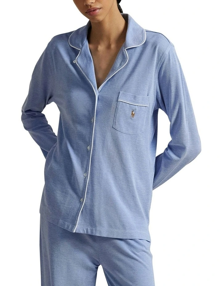 Madison Knit Oxford Modal & Cotton Pyjama Set in Ultramarine image 3