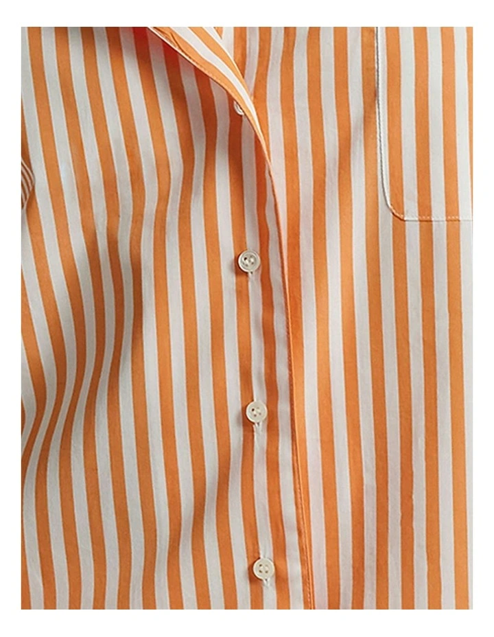 Shirting Stripes Cotton Long Sleeve Button Down Pyjama Set in Tangerine image 5