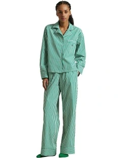 Long Sleeve Button Down Pyjama Set in Vine Green