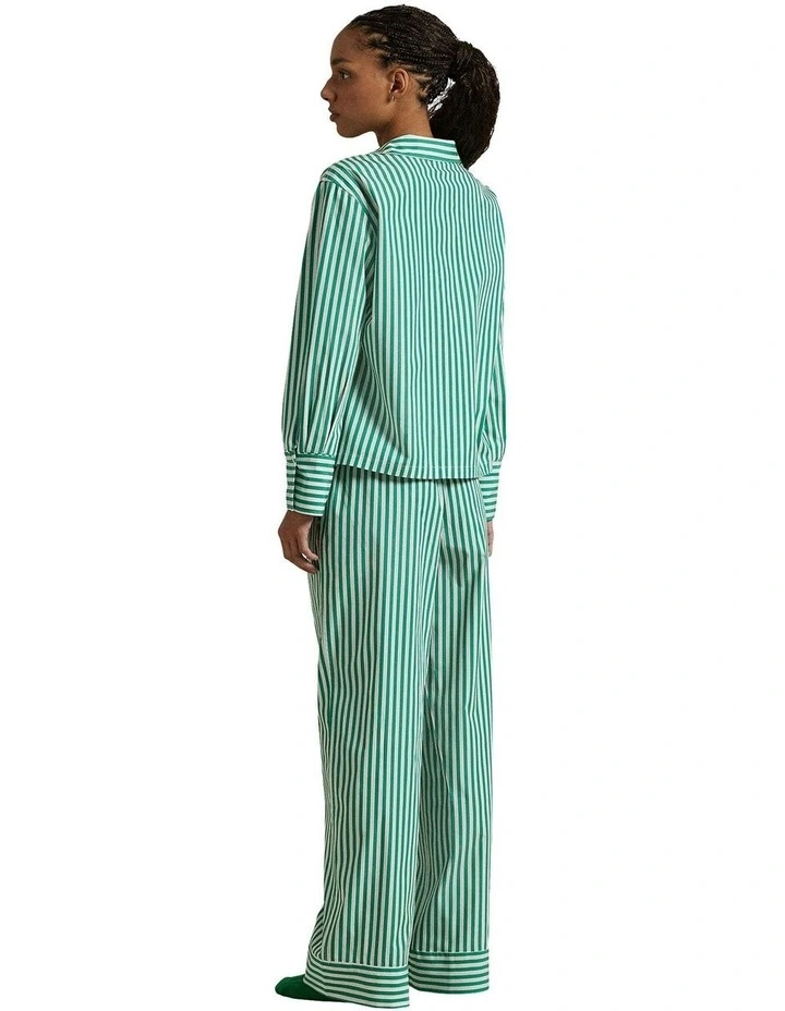 Long Sleeve Button Down Pyjama Set in Vine Green image 2