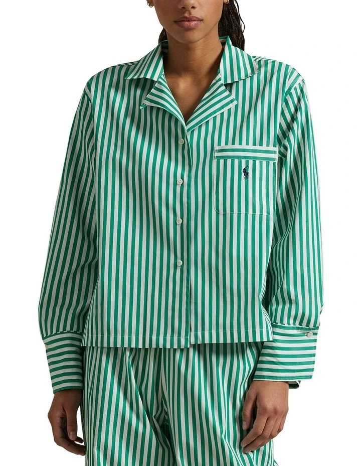 Long Sleeve Button Down Pyjama Set in Vine Green image 4