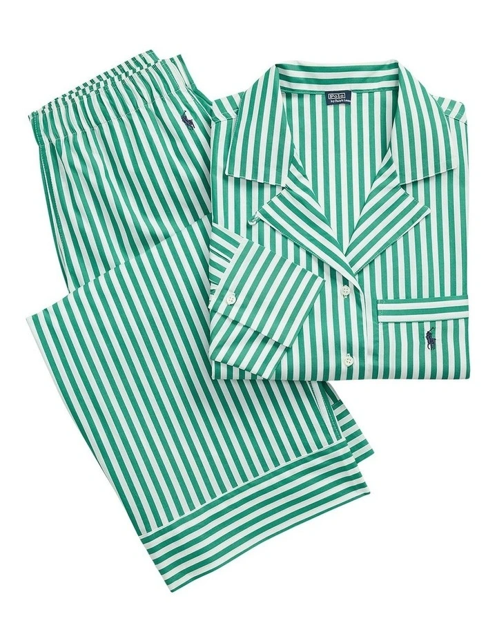 Long Sleeve Button Down Pyjama Set in Vine Green image 7