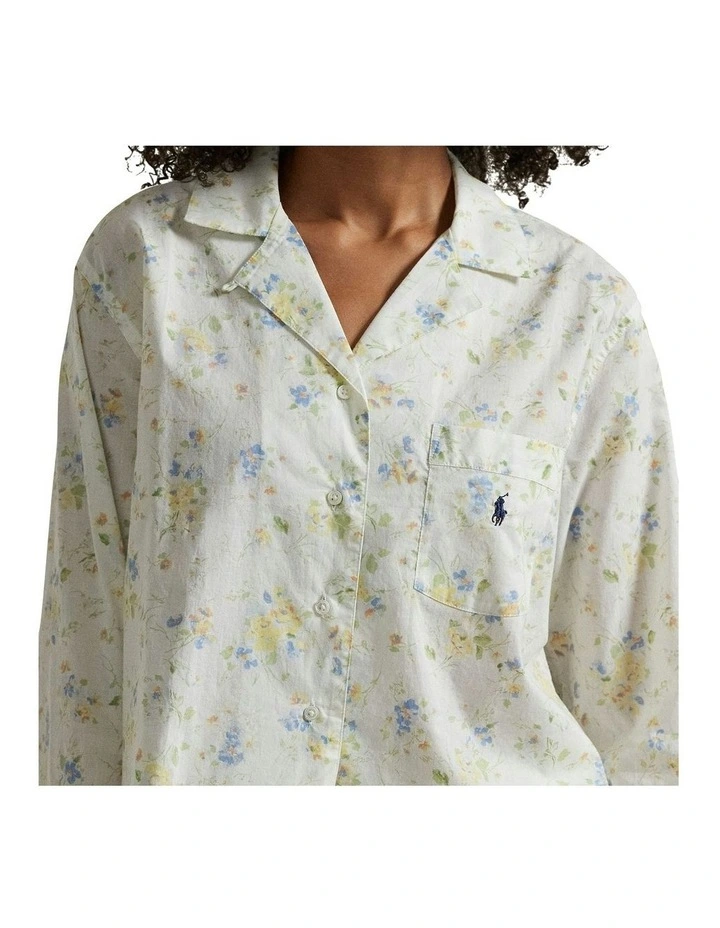 Long Sleeve Cotton Pyjamas in White image 3