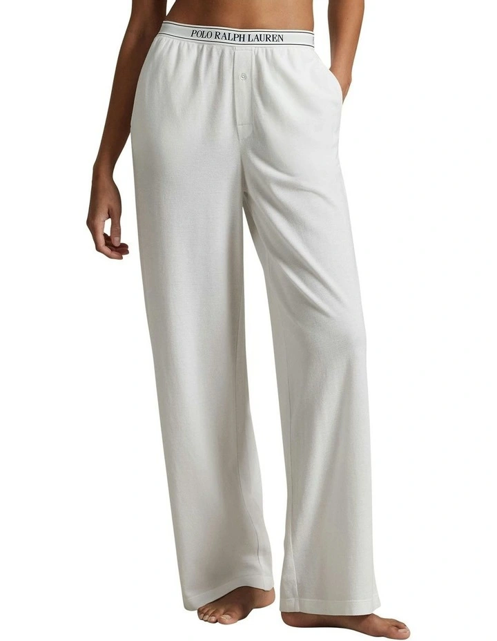 Knit Oxford Modal And Cotton Lounge Pant in White image 1
