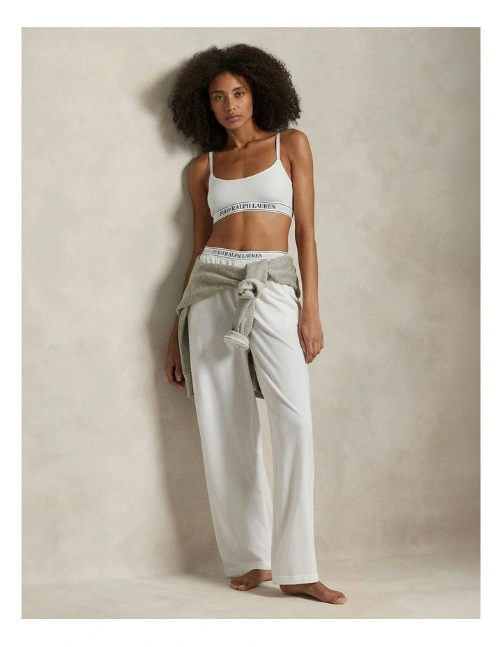 Knit Oxford Modal And Cotton Lounge Pant in White image 4