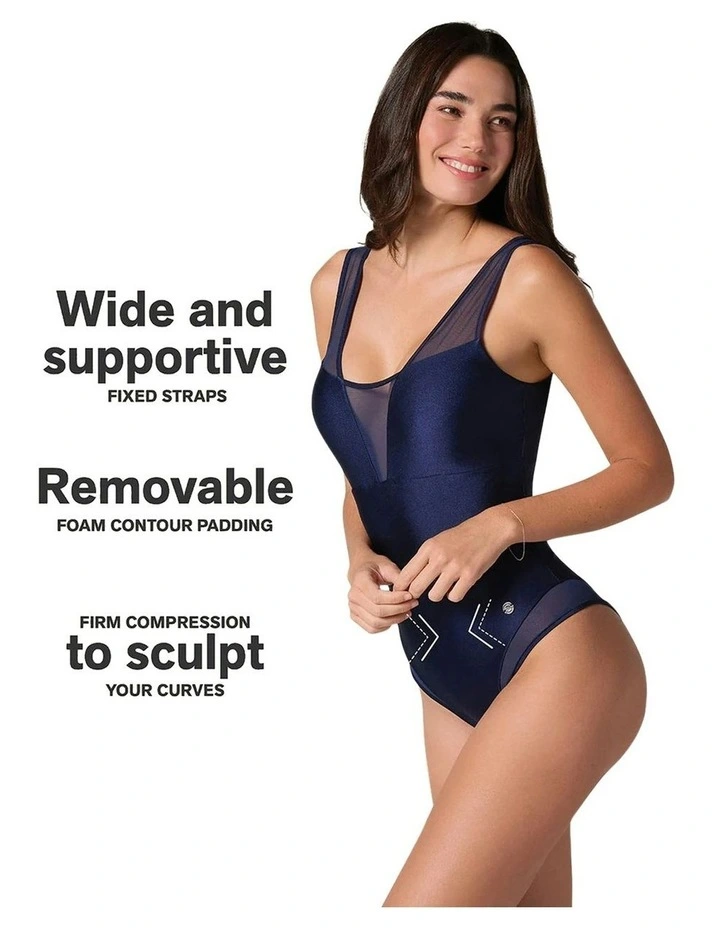Padded Cup Shaping Swimsuit in Navy image 3