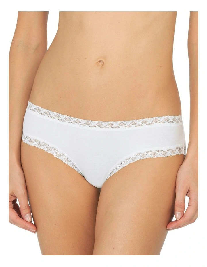Bliss Lace Trim Pima Cotton Hipster Girl Brief in White image 1