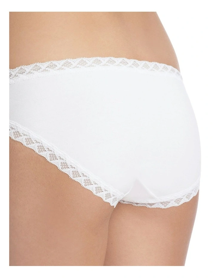 Bliss Lace Trim Pima Cotton Hipster Girl Brief in White image 3
