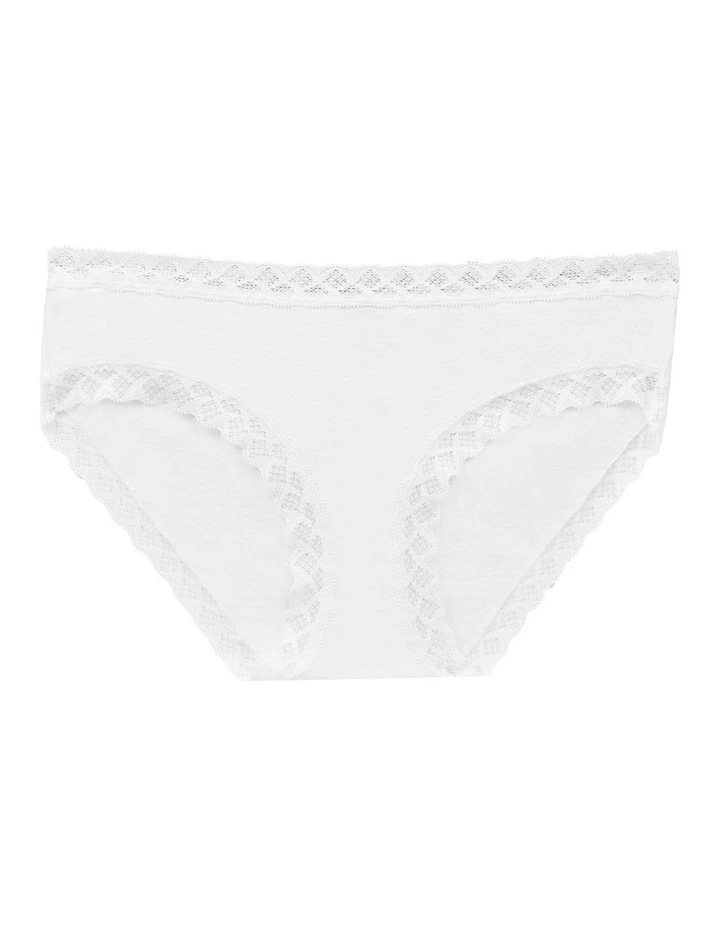 Bliss Lace Trim Pima Cotton Hipster Girl Brief in White image 4