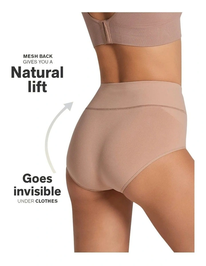 High-Waisted Classic Shaping Tummy Control Brief in Beige image 3