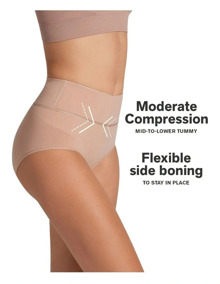 High-Waisted Classic Shaping Tummy Control Brief in Beige image 4
