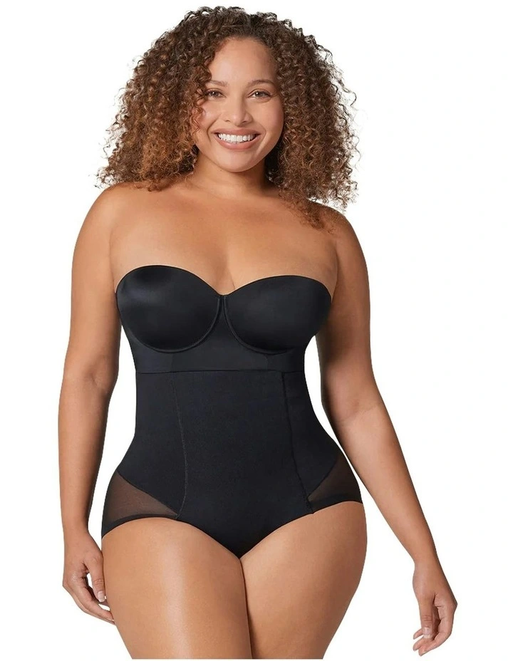 Sheer Highlight Extra-High Waist Butt-Lift Shaper Brief in Black image 1