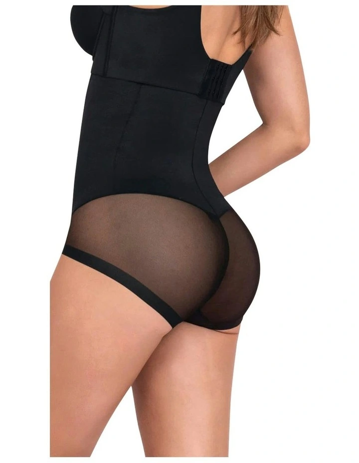 Sheer Highlight Extra-High Waist Butt-Lift Shaper Brief in Black image 2