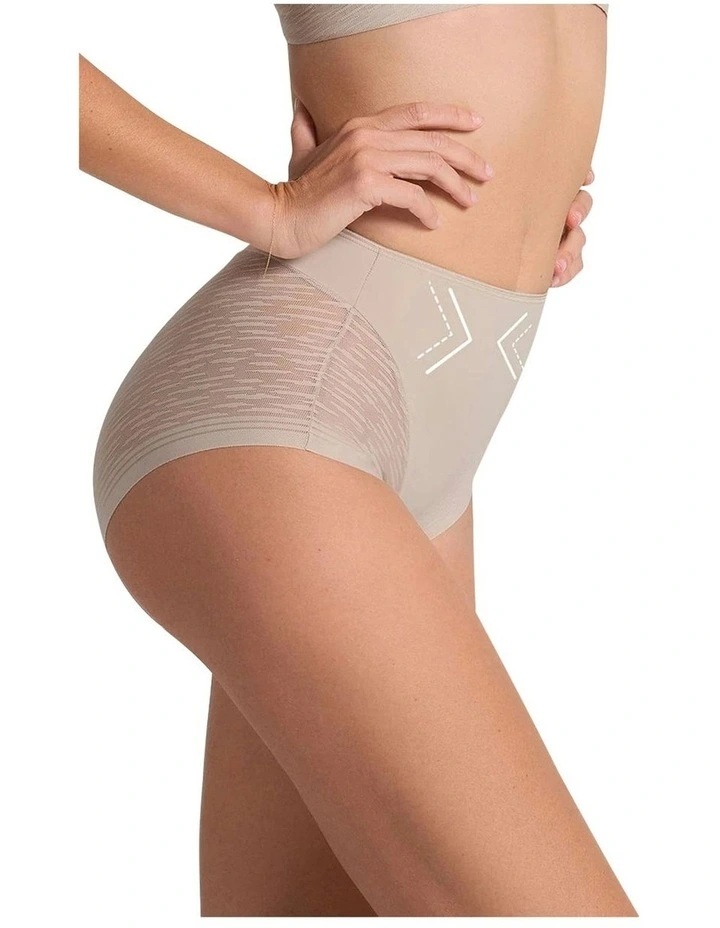Sheer Undetectable Medium Control High Waist Shaping Brief in Nude image 3