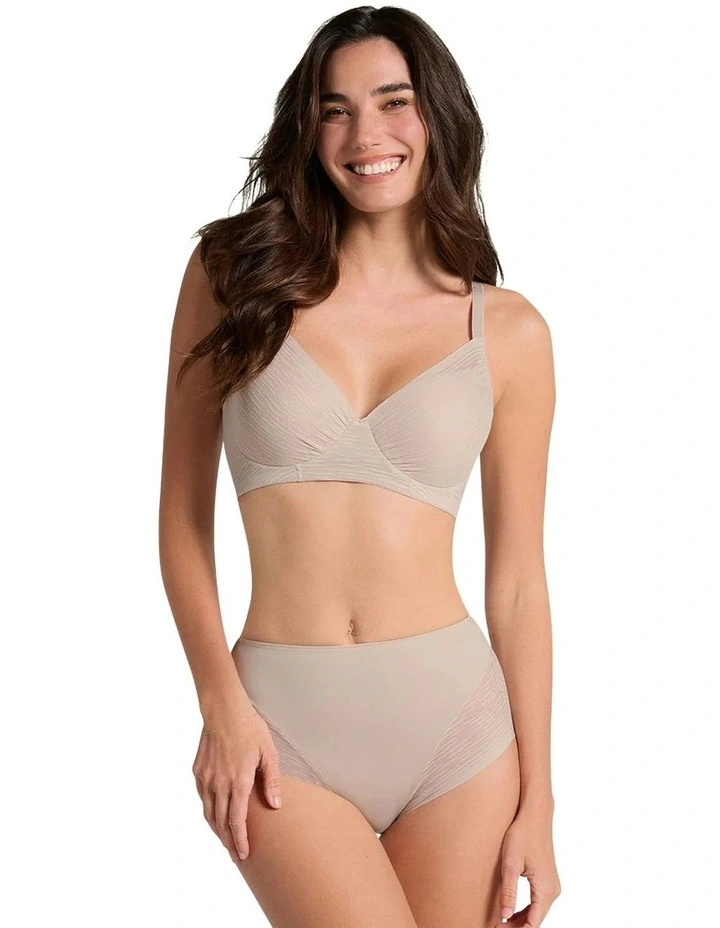 Sheer Undetectable Medium Control High Waist Shaping Brief in Nude image 4