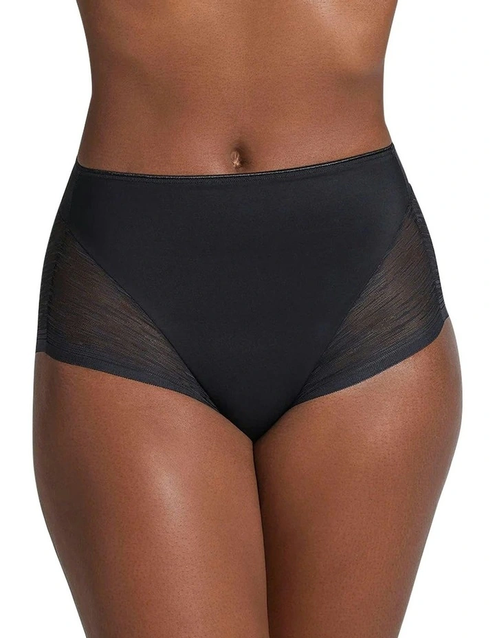 Sheer Undetectable Medium Control High Waist Shaping Brief in Black image 1