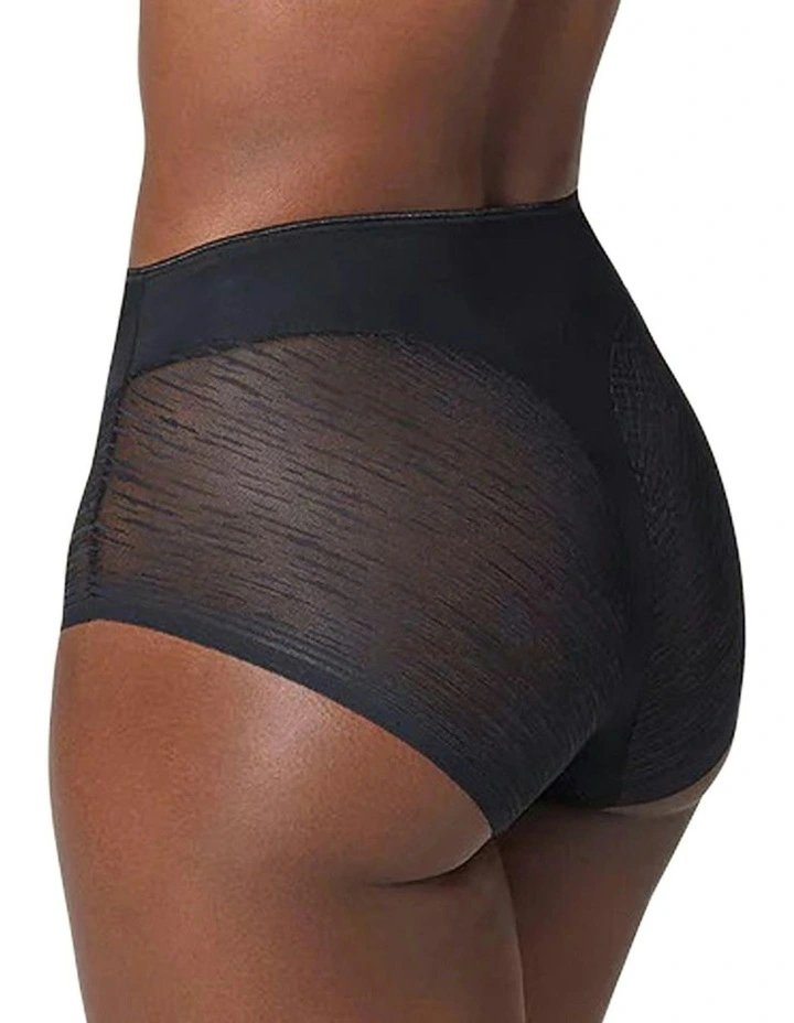 Sheer Undetectable Medium Control High Waist Shaping Brief in Black image 2
