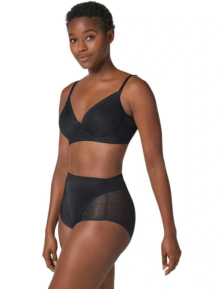 Sheer Undetectable Medium Control High Waist Shaping Brief in Black image 5