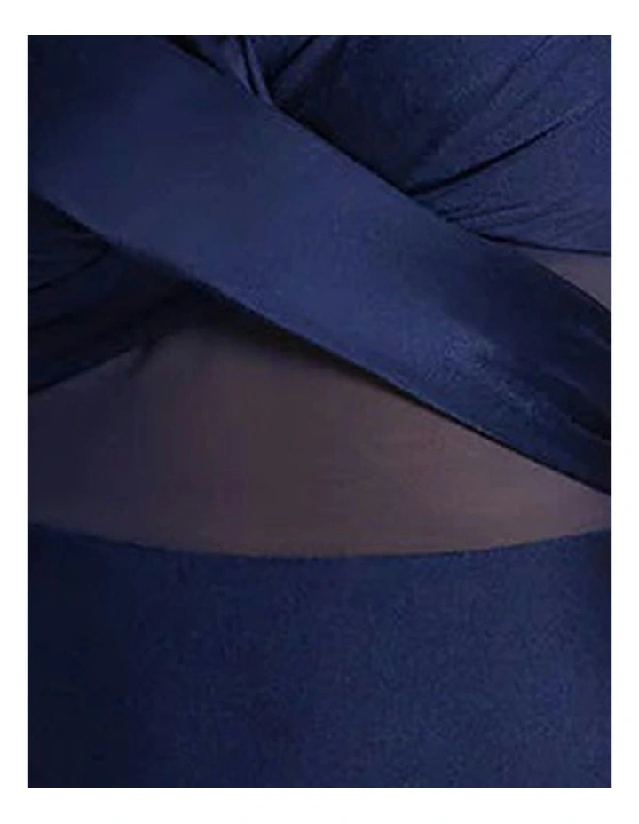 Draped Crossover Padded One-Piece Shaping Swimsuit in Navy image 5
