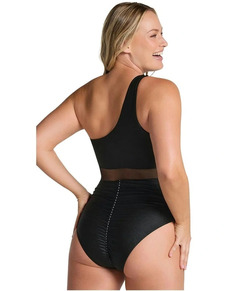 Radiant Padded One Shoulder Shaping One-Piece Swimsuit in Black image 2