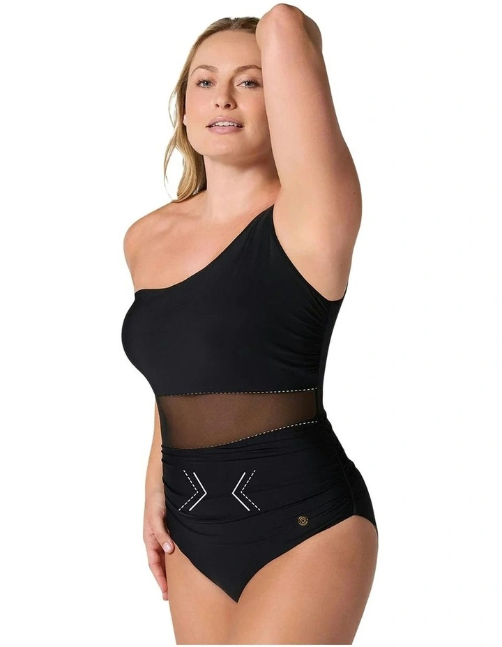 Radiant Padded One Shoulder Shaping One-Piece Swimsuit in Black image 4