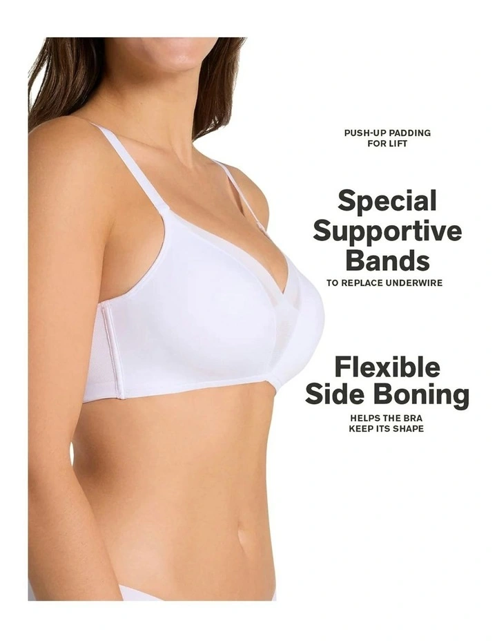 Magical Light & Natural Wireless Push Up Bra in White image 3
