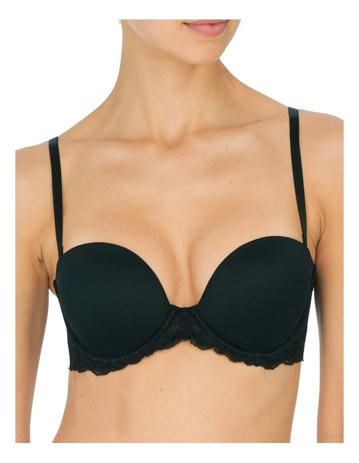 Feathers Convertible-to-Strapless Plunge Bra with Lace in Black image 1