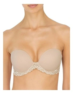 Feathers Convertible-to-Strapless Plunge Bra with Lace in Beige