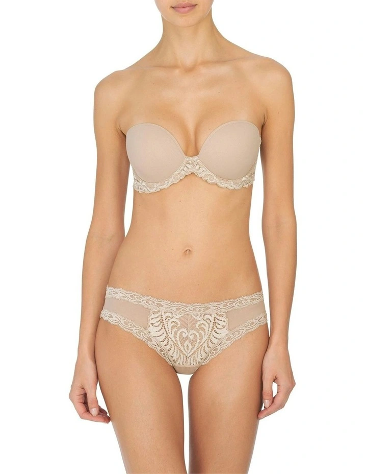 Feathers Convertible-to-Strapless Plunge Bra with Lace in Beige image 6