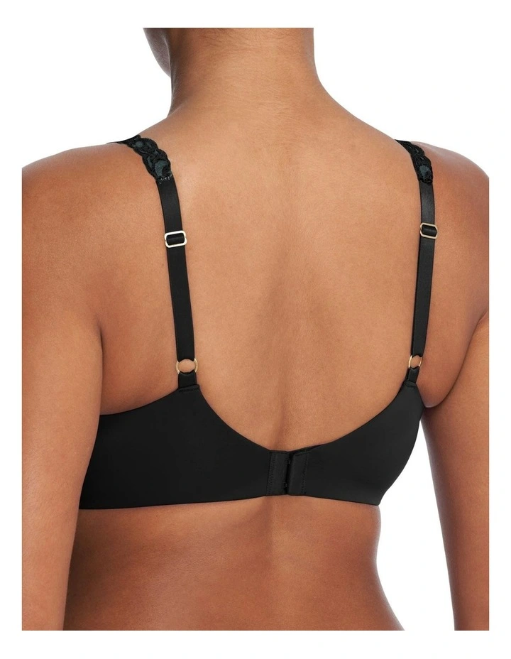 Pure Luxe Lace Strap Smooth Contour T-shirt Bra in Black image 2