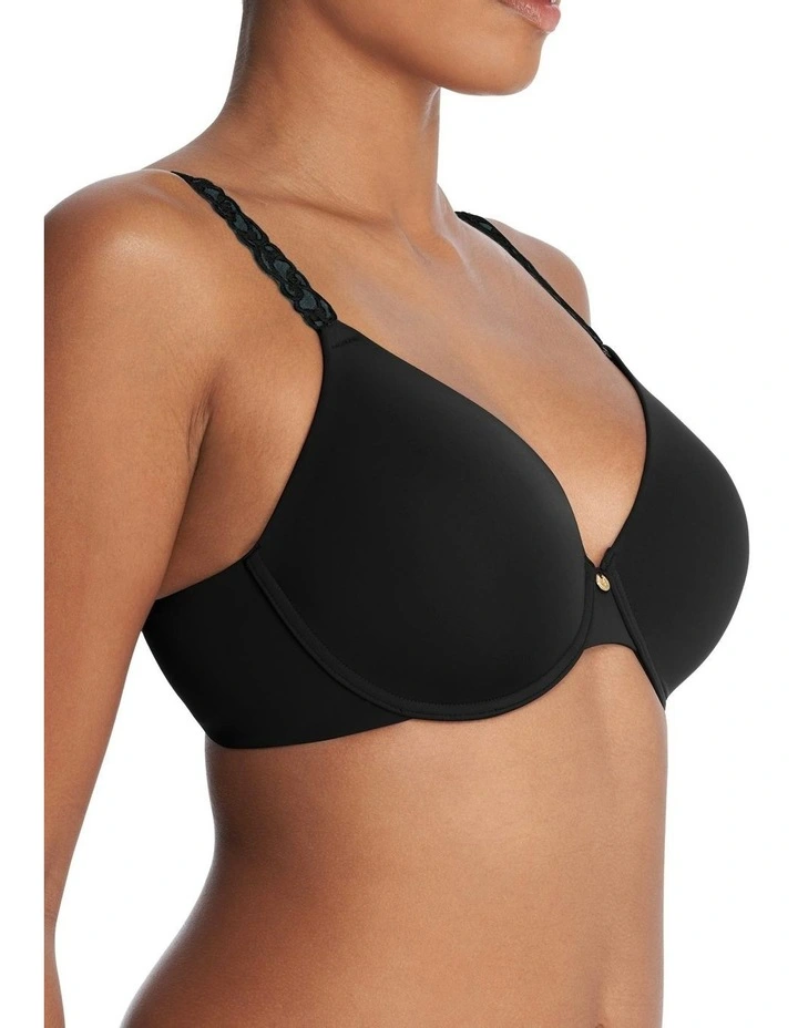 Pure Luxe Lace Strap Smooth Contour T-shirt Bra in Black image 3