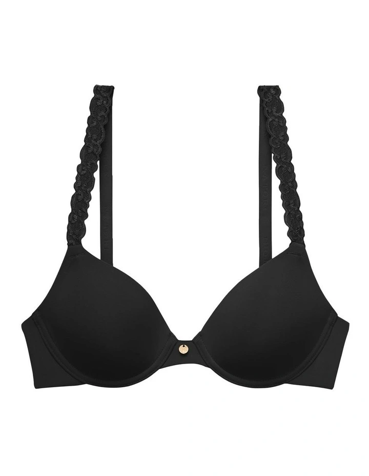 Pure Luxe Lace Strap Smooth Contour T-shirt Bra in Black image 4