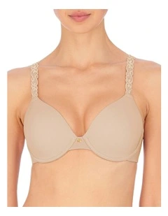 Pure Luxe Lace Strap Smooth Contour T-shirt Bra in Beige