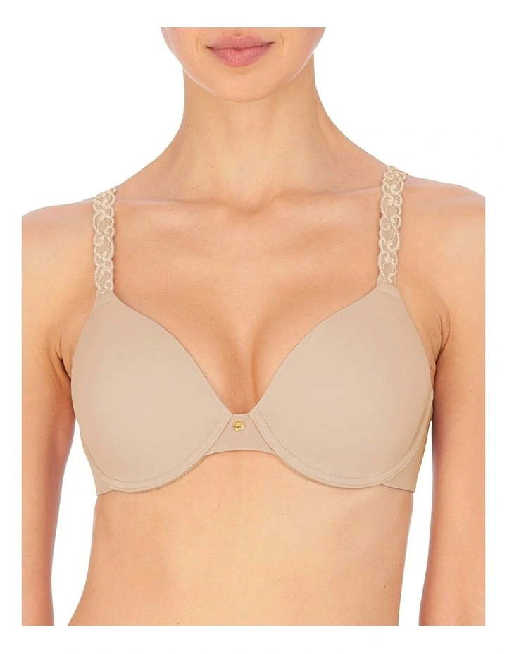 Pure Luxe Lace Strap Smooth Contour T-shirt Bra in Beige image 1