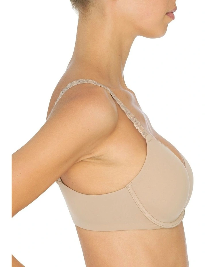 Pure Luxe Lace Strap Smooth Contour T-shirt Bra in Beige image 3