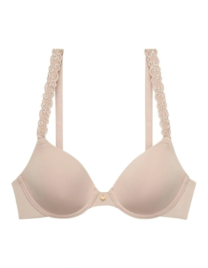 Pure Luxe Lace Strap Smooth Contour T-shirt Bra in Beige image 4
