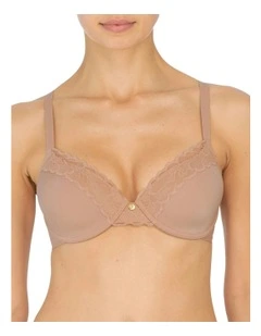 Refined Wired Contour T-shirt Bra With Lace in Brown
