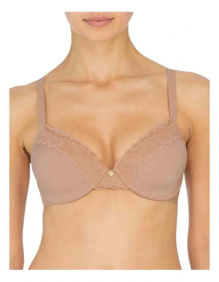 Refined Wired Contour T-shirt Bra With Lace in Brown image 1