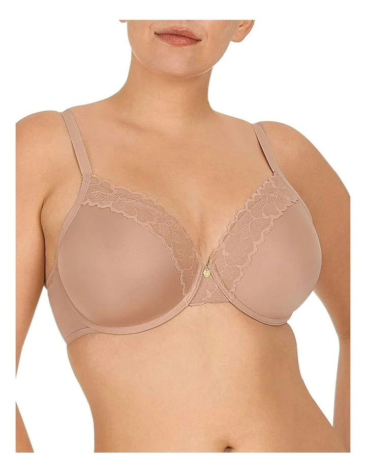 Refined Wired Contour T-shirt Bra With Lace in Brown image 3