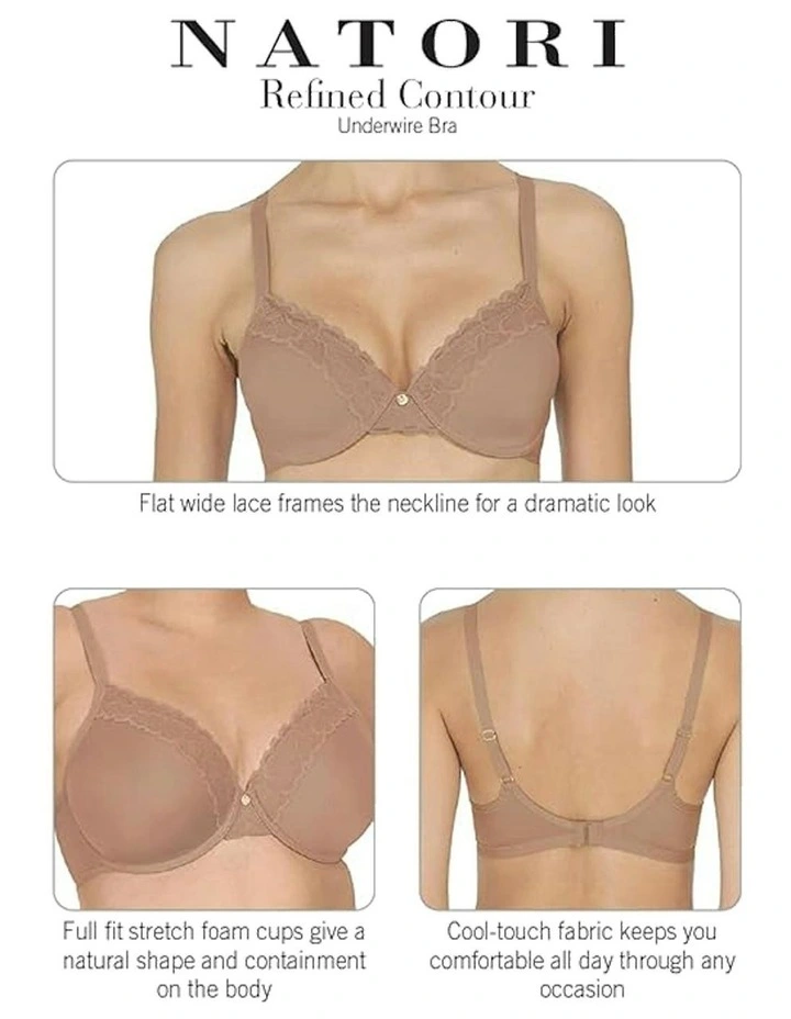 Refined Wired Contour T-shirt Bra With Lace in Brown image 4