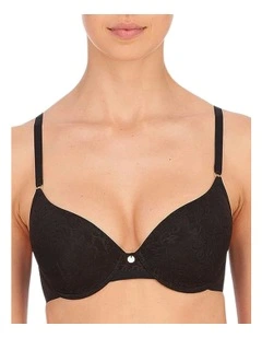 Jacquard Lace Wired Contour T-shirt Bra in Black