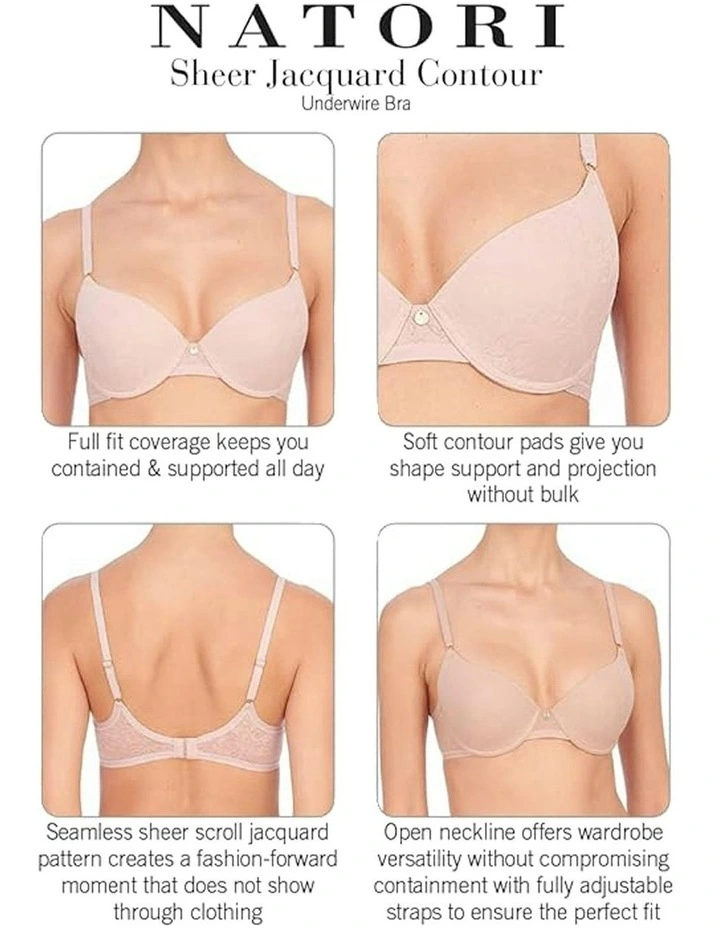 Jacquard Lace Wired Contour T-shirt Bra in Beige image 3